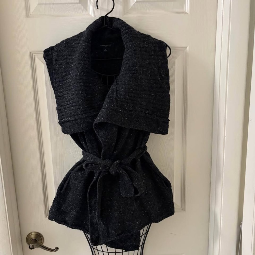 Banana Republic Belted Sweater Vest Women's Medium Wool Blend Open Front